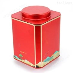 茶叶包装铁盒制作厂家 创意异形茶叶铁罐包装 麦氏罐业 通用马口铁盒定制 红色金属盒包装