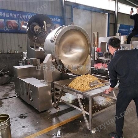 隆泽圆形美式爆米花锅供应 大型商用食品工厂设备 焦糖味制造爆米花机器