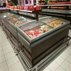 雪迎新款风幕柜保鲜柜冷冻展示柜 超市商用铜管冷柜 玻璃门岛柜