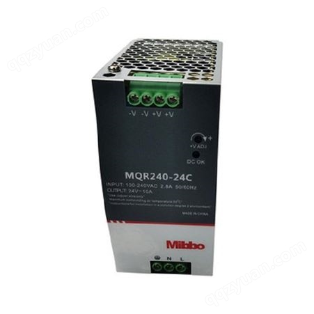 Mibbo米博MQR240-24C导轨式开关电源240W工业24V直流DC控制电柜 米秀智能装备