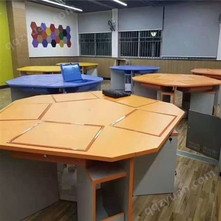 六角移动拼接桌 六边形办公桌  组合培训学生活动教室会议梯形桌椅