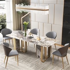 大理石餐桌椅组合亮光岩板餐桌小户型家用饭桌 鼎富DF-0005