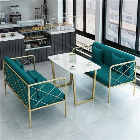鼎富金属 DF505铁艺休闲双人沙发卡座 餐厅咖啡厅甜品店网红奶茶店桌椅组合