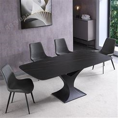 鼎富DF-022432意式极简岩板餐桌 现代简约客厅餐桌椅组合