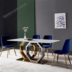 鼎富定制轻奢餐桌椅组合意式岩板餐桌家用客餐厅长饭桌DF-381