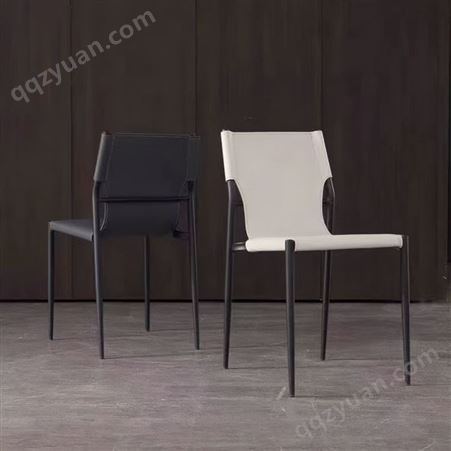 餐椅家用意式极简北欧马鞍皮椅现代简约靠背凳DF-021