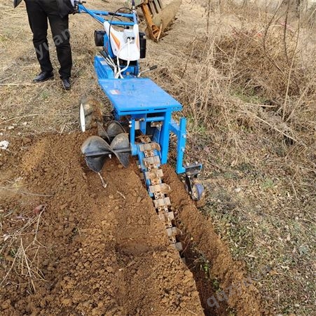 农作物链条式开沟机  手扶小型挖槽机 地下管道开槽机