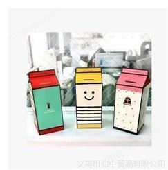 2099 创意可爱纸质储蓄罐 DIY创意个性 牛奶盒存钱罐