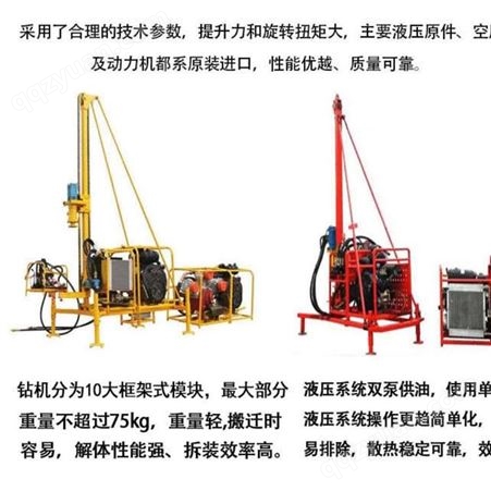 轻便式钻机气动山地勘探潜孔钻机可拆卸型山地钻机便携式物探钻机