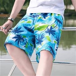 男士沙滩裤 韩版便宜男装裤子 宽松运动五分裤