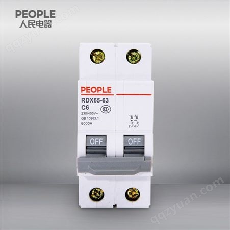 人民电器RDX65-63 D32 2P TC 高分断小型断路器家用空气开关漏电保护