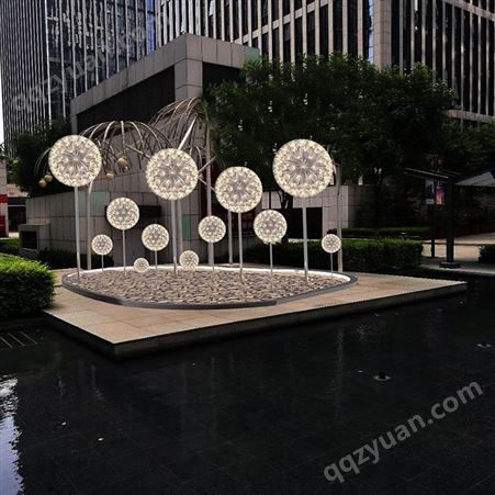 景观灯定做园林户外广场节日蒲公英玻璃钢发光雕塑生产