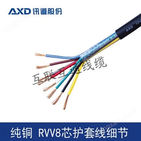 讯道国标RVV8X0.5电源线护套纯铜信号线家装电线电缆