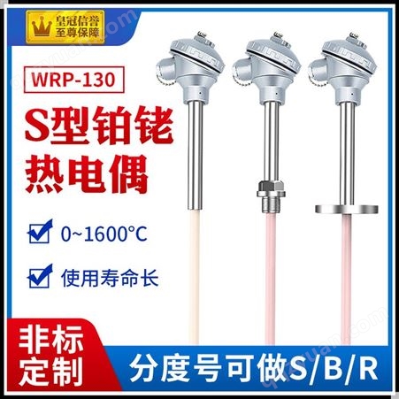 铂铑热电偶 S型R型B型0-1600度 耐高温刚玉陶瓷管温度传感器 WRP-130