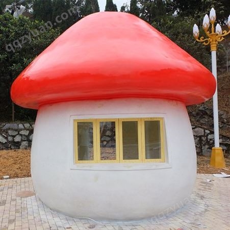 龙翔GRC阿克苏深圳室外仿真大型蘑菇屋房子玻璃钢水果屋售卖亭子卡通造型屋景观雕塑价格
