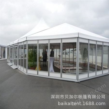 贝加尔帐篷工厂定做安检遮雨棚车展六边形弧形篷吊顶大帐蓬泡泡屋