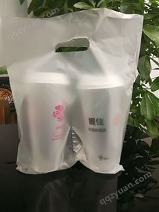 现货塑料手提袋  双杯咖啡奶茶袋加厚 一次性饮料打包袋