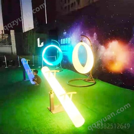 LED发光跷跷板公园广场亲子互动网红健身器材游乐设施出租出售