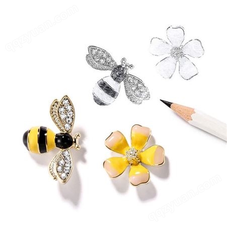【今泊二】简约设计感AAA锆石3D小蜜蜂花朵百搭耳钉环不勾丝耳钉女款仙气气质耳坠厂家生产