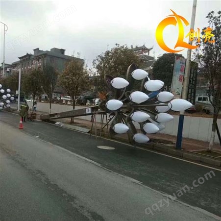厂家定制8-15米玉兰灯户外广场市政道路大型工程LED景观灯不锈钢玉兰灯