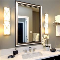 现代卫生间/酒店卫浴浴室镜子 长方欧式镜子 香槟色挂镜 W6500