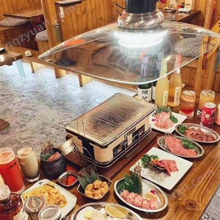 韩式排烟玻璃罩 拢烟方形钢化异形曲面圆罩 室内烧烤烤肉店用