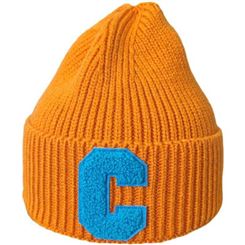 简约大C字母毛线帽子秋季帽女减龄保暖护织护冷帽